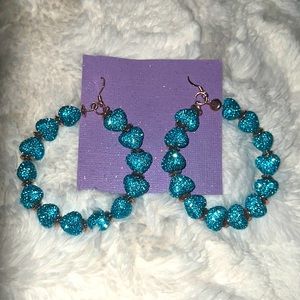 Heart bling rhinestones earring on rosegold wire handmade